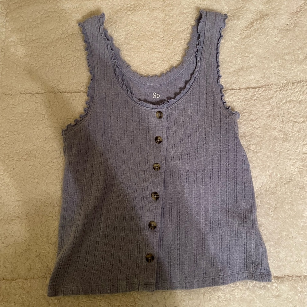 Light Purple Ruffled Button Down Tank Top